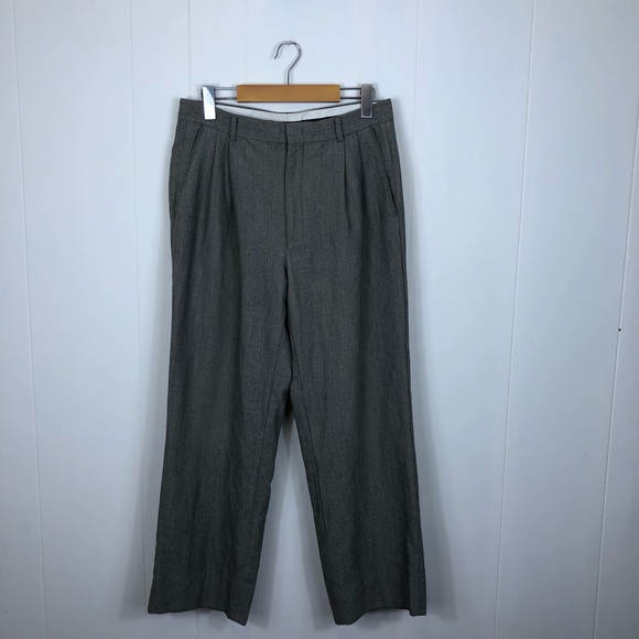 Vintage High Waisted Cotton Wool Trousers Sz 30 - Picture 1 of 7